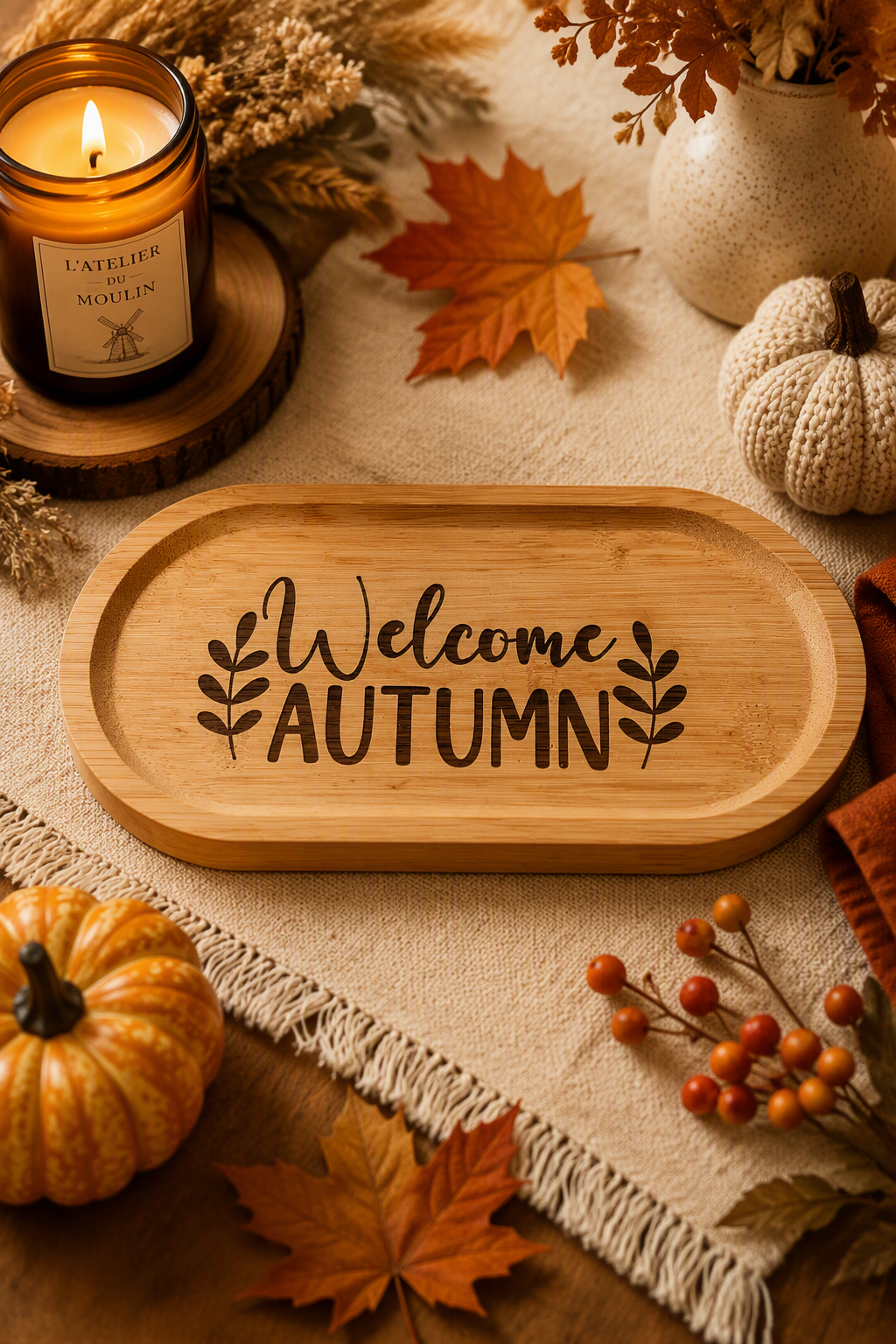 Plateau décoratif "Welcome Autumn"