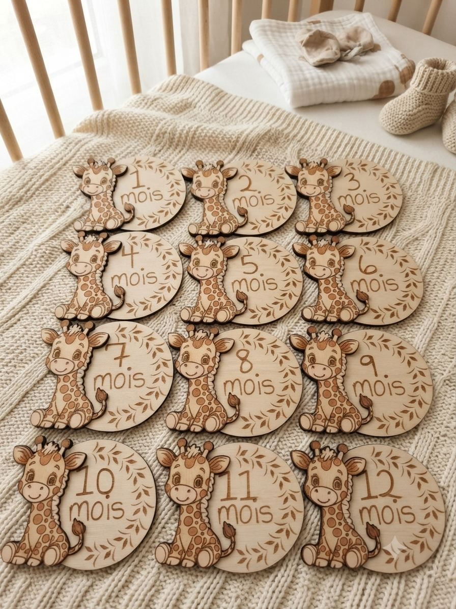 Coffret Cartes Étapes Bébé "Safari Doux"